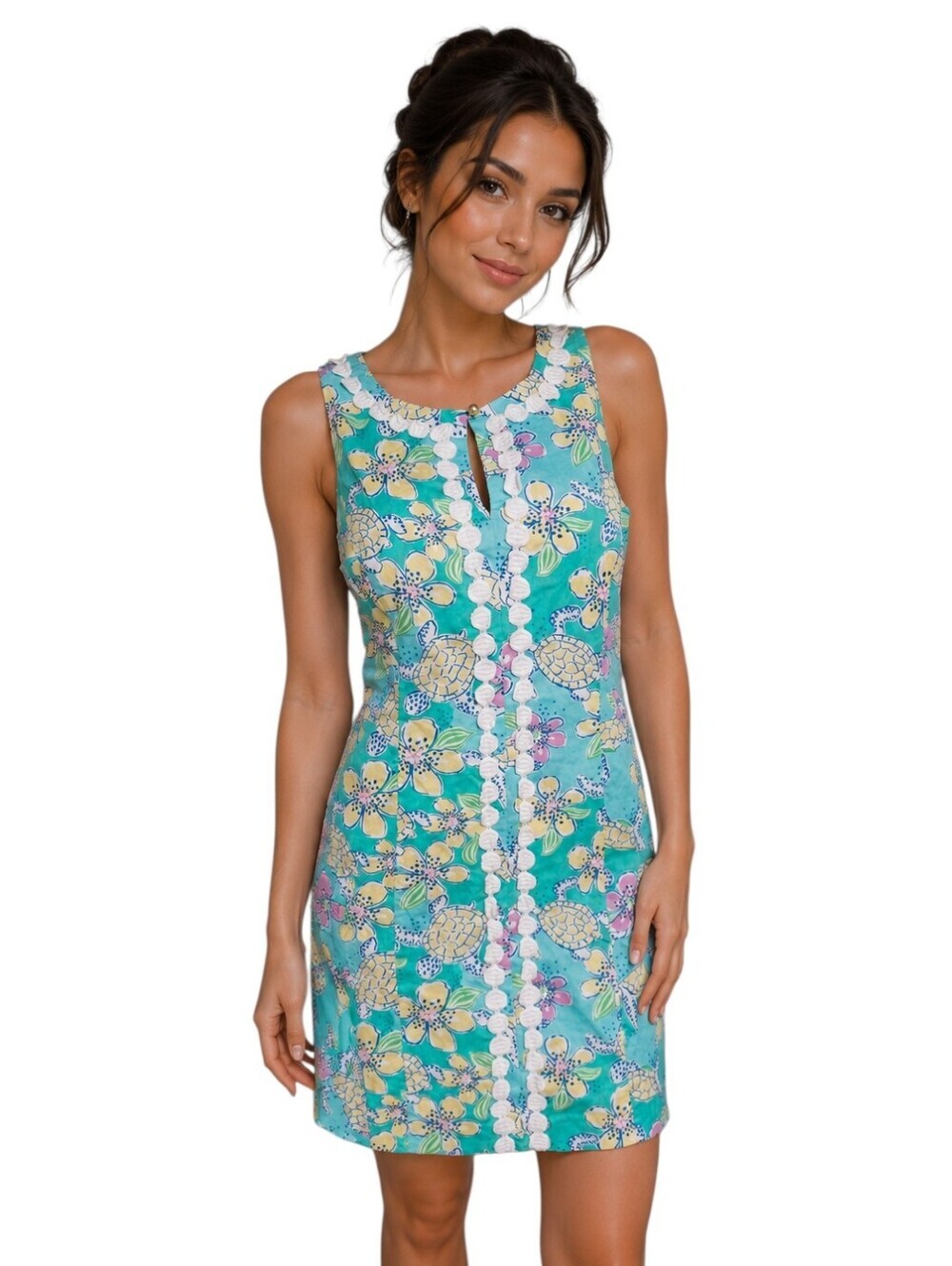 Lilly Pulitzer “Moving Slowly” Ginny Shift Dress–Sea Turtle Floral Print–Size 8